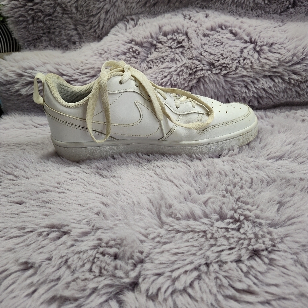 Nike Air Force 1 Mid White Leather Lace Up Shoes Size 6 - Picture 6 of 11